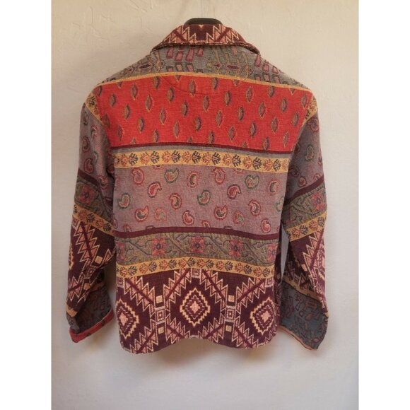 Touch O' Blue Womens Small Brown Embroidered Tapestry Blazer Gotcha Covered - Picture 2 of 5